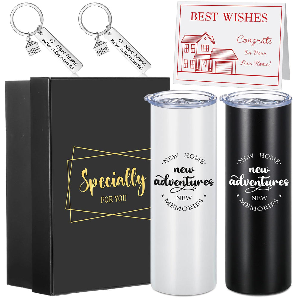 Sieral House Warming Gift for New Home House Warming Wine Tumbler for Women Men New Adventure for Friend Owner Couples Homeowners Clients Real Estate Agent Wedding Gifts(12 oz,Cute Style)