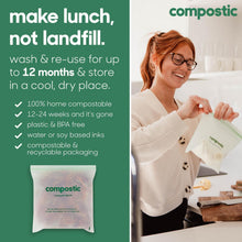 Compostic Compostable Snack Bags, Snack Size (60 Count) Starter Pack — Resealable Zip-Seal, Plant-Based, Home Compostable, Freezer Safe, BPA-Free, Non-Toxic, GMO-Free Food Storage Bags