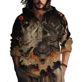 MARSVOVO Hooded Long Sleeve Shirt Men Fashion Graphic Button Up Lightweight Big and Tall Casual Vacation Shirts for Men