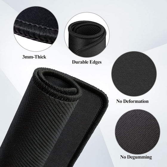 Mouse Pads, 3 PCS, Black Standard Mouse Pads, Office and Gaming,Stitched Edges, Rubber Anti Slip Base Mouse pad, Dirt Resistant, Durable, Square, 10.2 inches x 8.3 inches x 0.12 inches - hover image