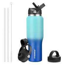 HYDROWION 32oz Stainless Steel Water Bottle(Cold for 48 Hrs, Hot for 24 Hrs), Double Wall Vacuum Insulated Water Flask with Straw Lid, Spout Lid and Flex Cap, Fit in Any Car Cup Holder, Cobalt