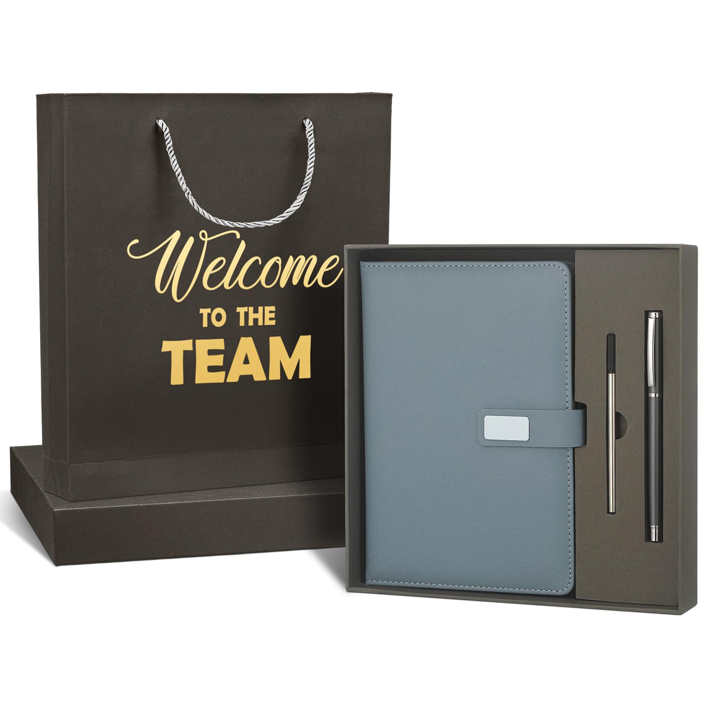 Sayglossy New Employee Welcome to The Team Gift Sets Notebook and Pen Welcome to The Team Box Employee Appreciation Gift Sets for New Office Worker(Black)