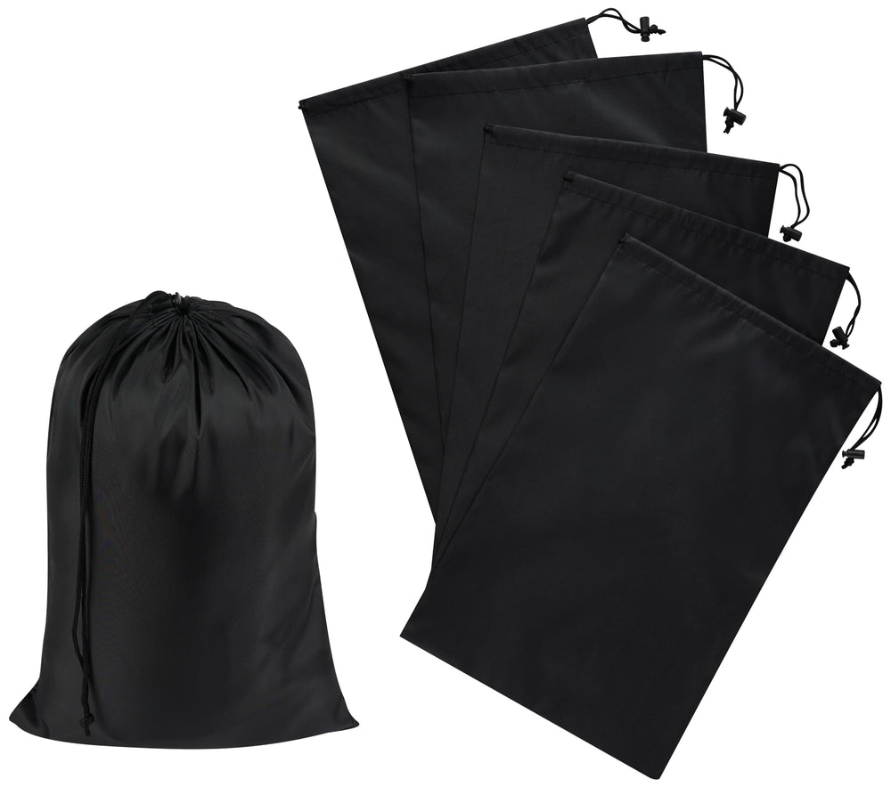 PALTERWEAR Drawstring Bag with Toggle - Nylon Cinch and Ditty Pouch - Six Pack (Black, 6 x 8 Inch, Set of 6)