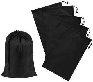 PALTERWEAR Drawstring Bag with Toggle - Nylon Cinch and Ditty Pouch - Six Pack (Black, 6 x 8 Inch, Set of 6)