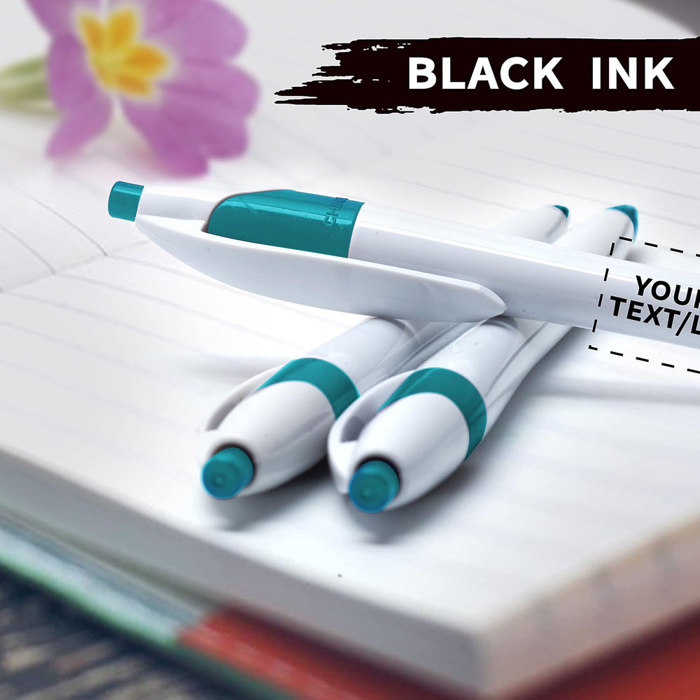 DISCOUNT PROMOS Personalized Ballpoint Pens Bulk Pack of 4-5,000 counts Black Ink, Slim & Curvy Design, Retractable, Ideal for Office, Corporate Merchandise, Tradeshows- Teal