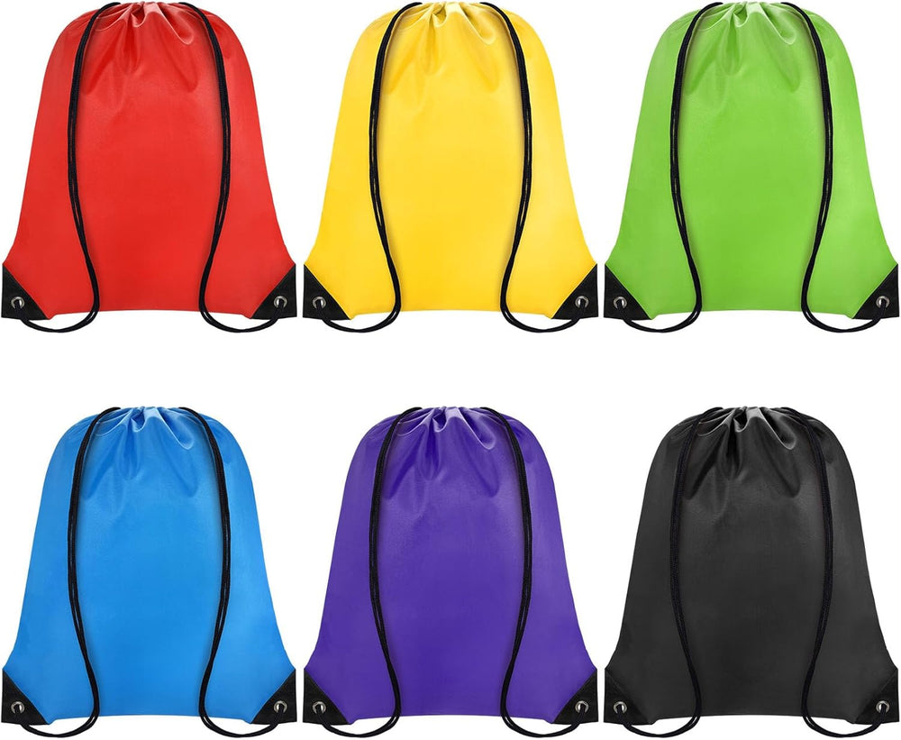 Grneric Drawstring Backpack Bulk 6 PCS, Drawstring Bags String Backpack Cinch Sack Gym Bags for Sport Trip Beach Swimming, 6 Color