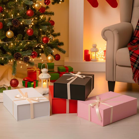 Brothersbox Black Gift Box 13.8"x9.1"x4.3" Large Gift Boxes for Presents with Magnetic Lid, Ribbon, Collapsible Boxes for Valentine's Day Mother's Day Christmas Birthday Wedding - hover image
