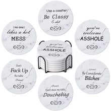6Pcs Drink Coasters with Holder, Marble Style Ceramic Drink Coaster, Absorbent Coasters Set Suitable for Kinds of Cups, Modern Style Coaster for Coffee Table, 4 Inches