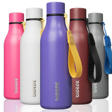 BJPKPK Insulated Water Bottles, 18 oz Stainless Steel Metal Water Bottle with Strap, BPA Free Leak Proof Jugs, Mugs, Flasks, Reusable Thermal Flasks for Sports & Travel, Orange