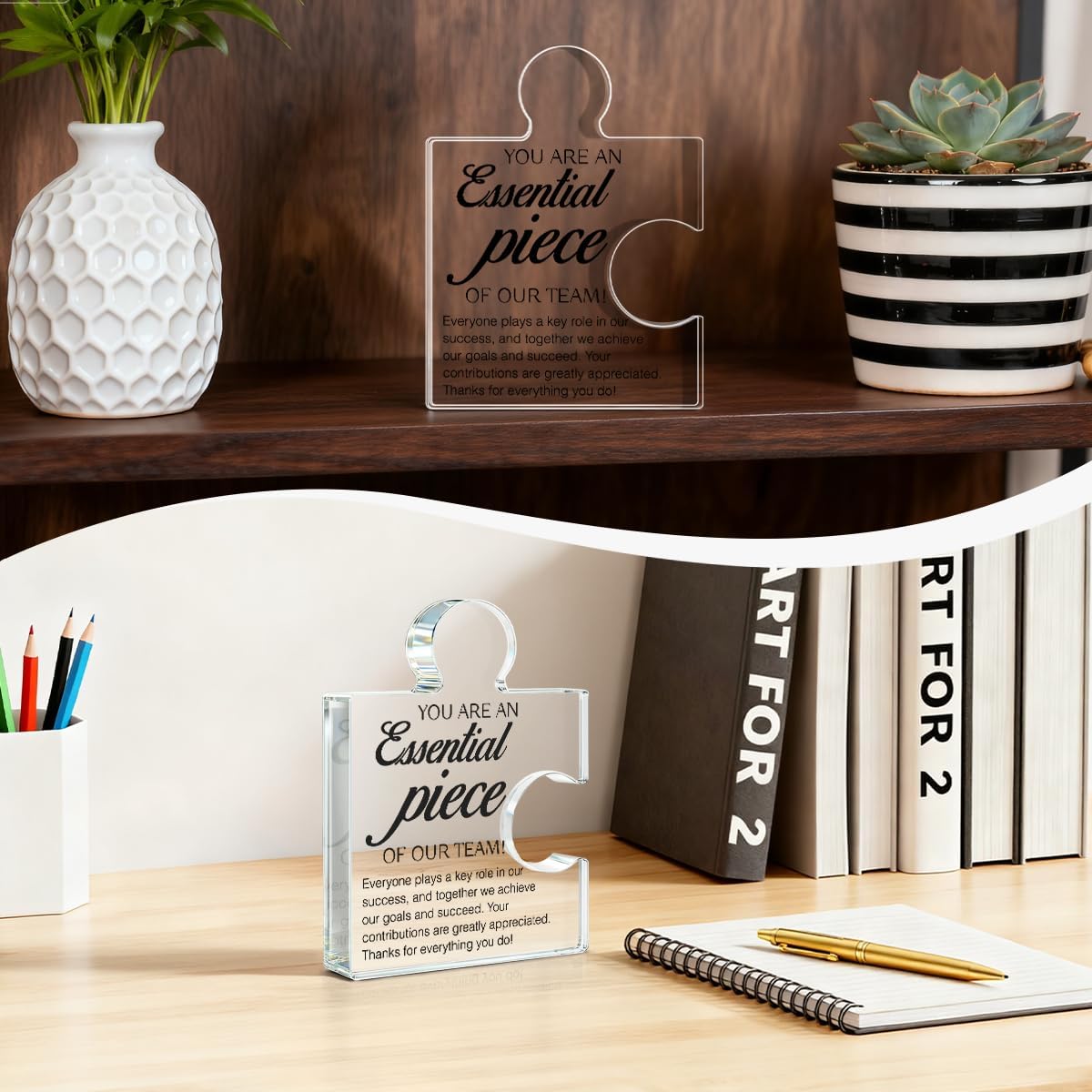 Team Appreciation Gifts Thank You Gift for Coworkers Colleagues Employees, Best Team Ever Gifts You Are an Essential Piece Acrylic Puzzle Piece Plaque Office Decor