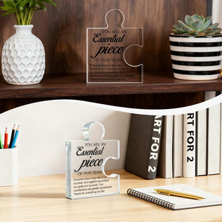 Team Appreciation Gifts Thank You Gift for Coworkers Colleagues Employees, Best Team Ever Gifts You Are an Essential Piece Acrylic Puzzle Piece Plaque Office Decor