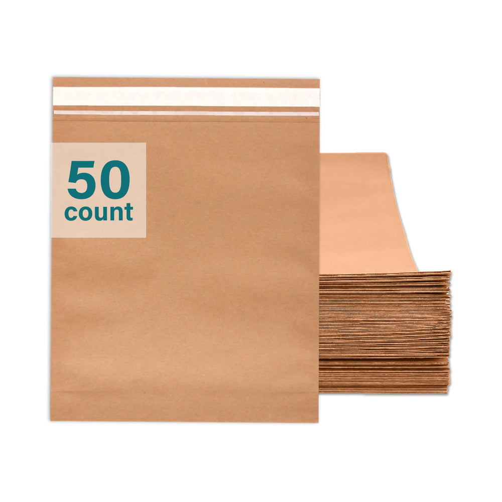 Elementree Small Recyclable Paper Mailers - 11" x 12.5" - 50 Count - Brown Expandable Envelopes & Shipping Bags - Made in the USA - Double-Walled Kraft Paper (00955)