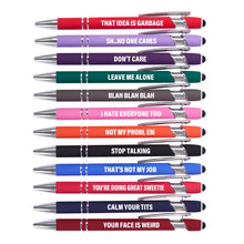 Actsun Funny Pens - 12 Pack Fine Point Smooth Writing Pens with Inspirational Tips, Black Ink, Touch Stylus Screens, Motivational Gift for Office & Desk Accessories