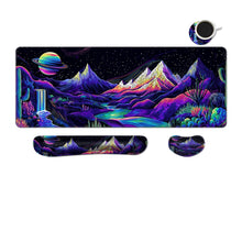 Desk Mat, Large Gaming Mouse Pad with Wrist Rest, 4 in1 XXL Mouse pad+Keyboard Wrist Rest+Mouse Pad Wrist Support+Cup Coaster Set, Ergonomic Desk Pad for Home Office, Trees Library