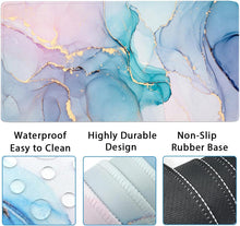 4-in-1 Gaming Mouse Pad Wrist Support Set，Desk Pad + Mouse Pad with Wrist Rest + Keyboard Wrist Rest + Coaster, Ergonomic Design for Home Office Study Game - Blue Marble