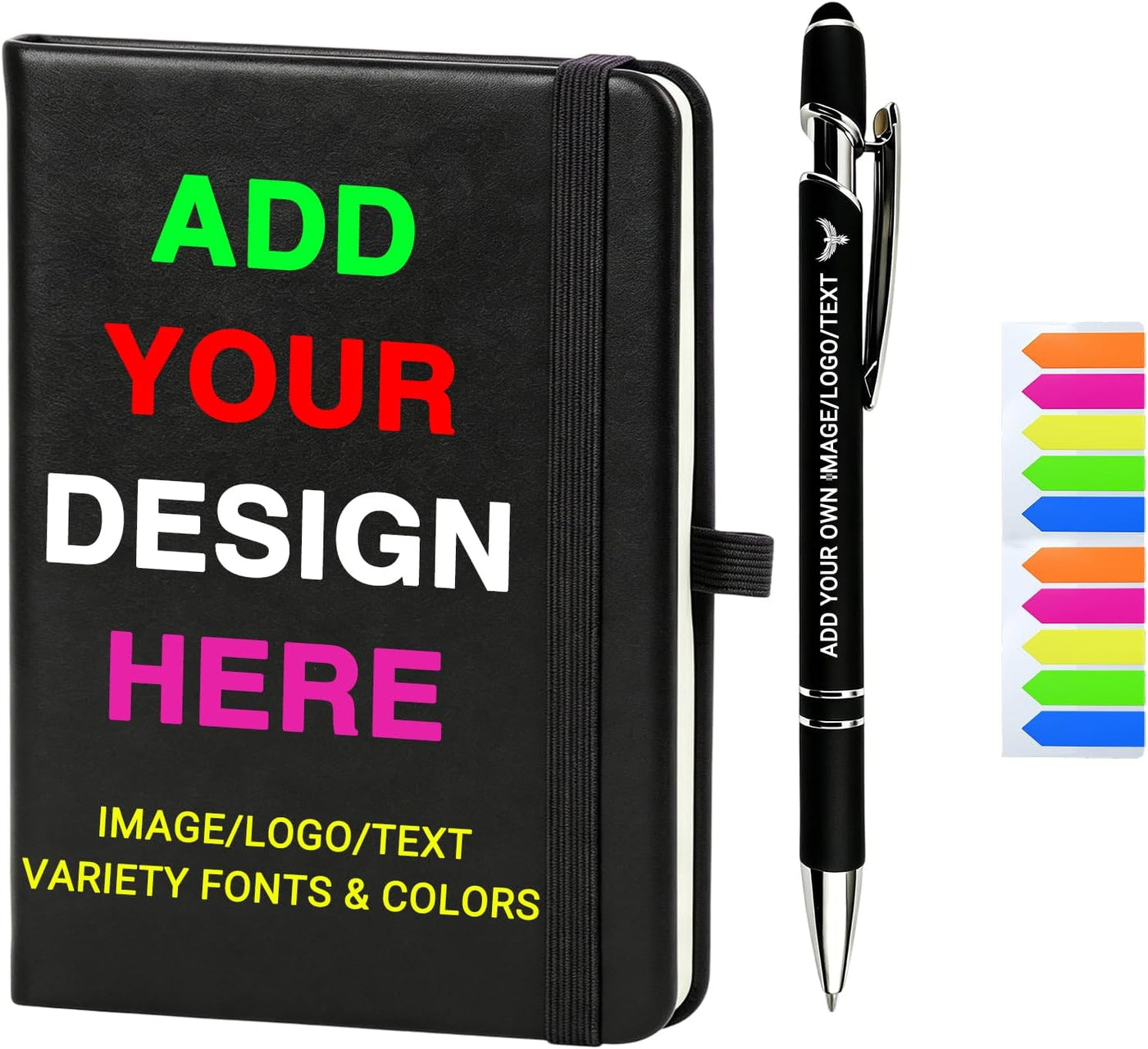KMH Personalized Notebook and Pen Set, A5 200 Pages Lined Journal Bulk Custom Notebook with Photo Text LOGO for Work, School & Note Taking