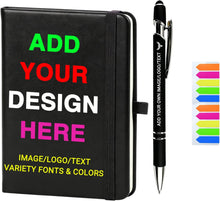 KMH Personalized Notebook and Pen Set, A5 200 Pages Lined Journal Bulk Custom Notebook with Photo Text LOGO for Work, School & Note Taking