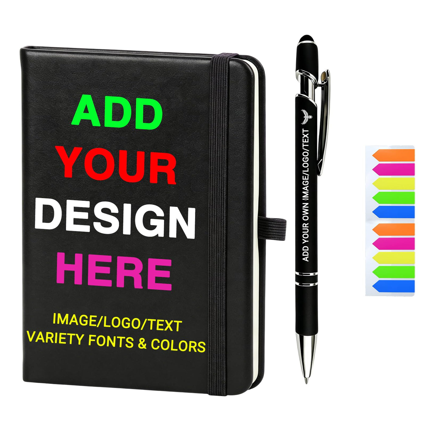 KMH Personalized Notebook and Pen Set, A5 200 Pages Lined Journal Bulk Custom Notebook with Photo Text LOGO for Work, School & Note Taking
