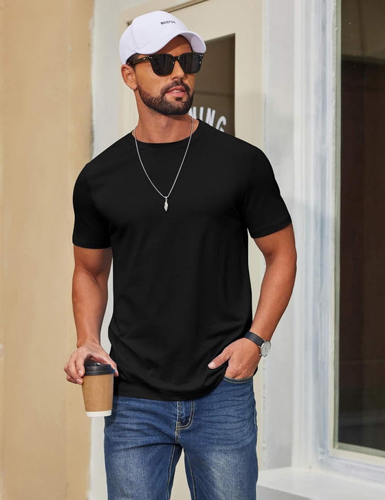 COOFANDY Men's T Shirt Short Sleeve Cotton Blend T-Shirts Crew Neck Casual Summer Basic Tee Shirts - hover image