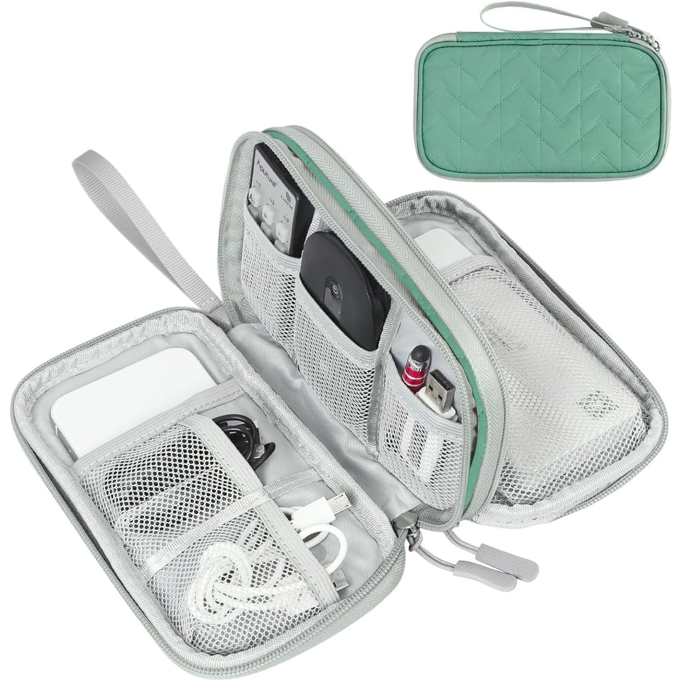 FYY Travel Cable Organizer Pouch Electronic Accessories Carry Case Portable Waterproof Double Layers All-in-One Storage Bag for Cord, Charger, Phone, Earphone Black