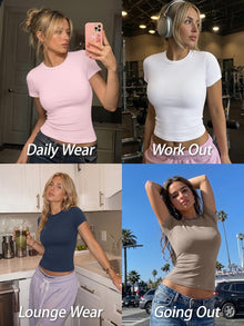Trendy Queen Womens Short Sleeve T Shirt Buttery Soft Summer Tops Basic Tees
