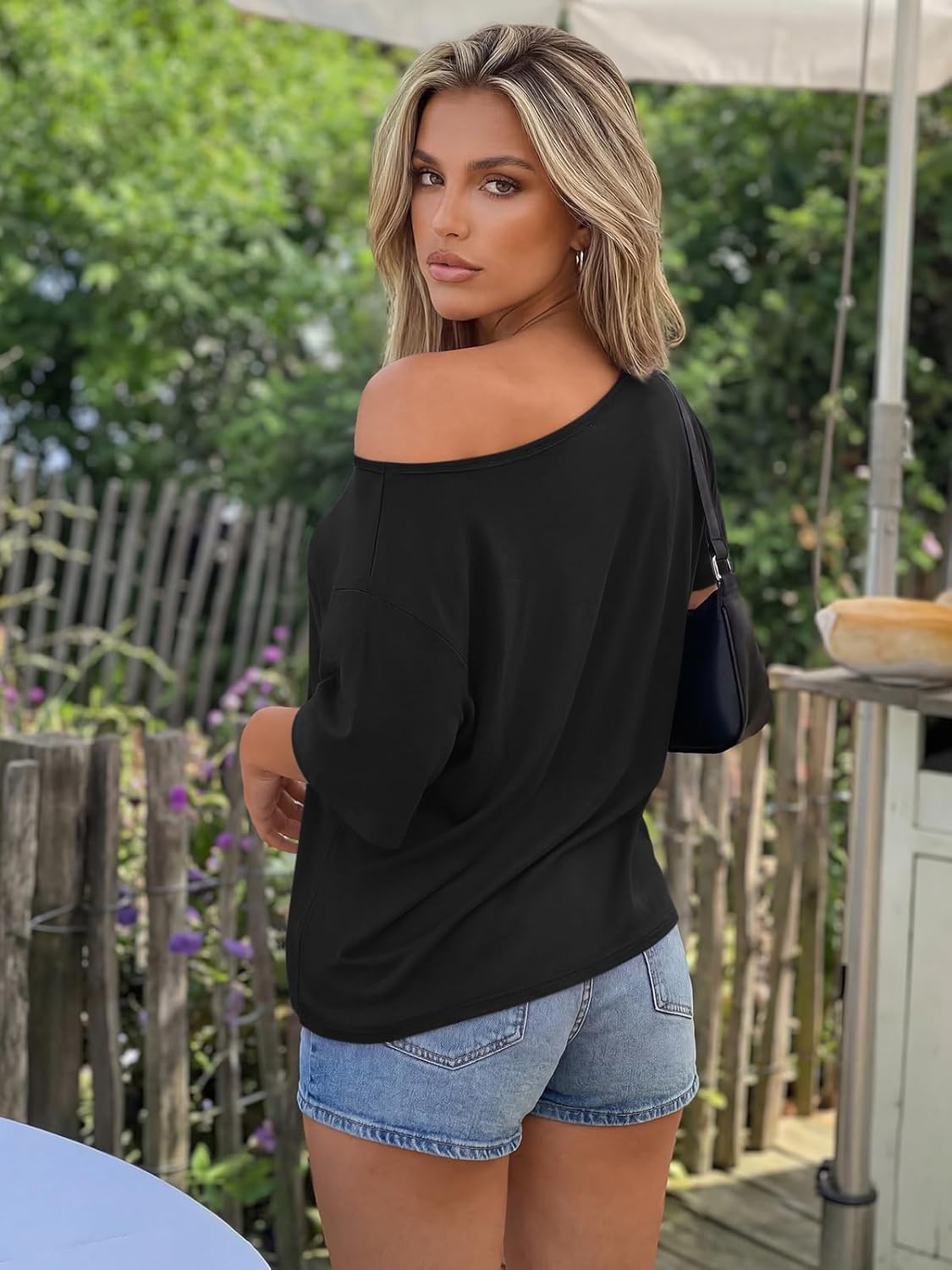 Trendy Queen Womens Off the Shoulder Tops Oversized Summer Spring T-Shirts 2026