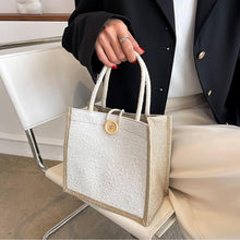 Women Tote Bag,2Pcs Jute Casual Tote's Handbag Embroidered Personalized Bento Bag,Reusable Grocery Bags Shopping Bags