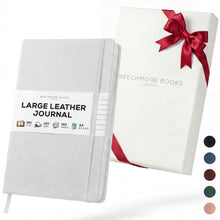 BEECHMORE BOOKS Premium Lined Leather Journal for Men & Women, 5" x 8" (A5) Thick 120gsm Ivory Cream Paper Notebook, Hardcover Vegan Leather Personal Diary, With Gift Box (Chestnut Brown)