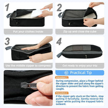 BAGAIL 4 Set/6 Set/8 Set Compression Packing Cubes Travel Accessories Expandable Packing Organizers (Half Mesh, 6-Black)