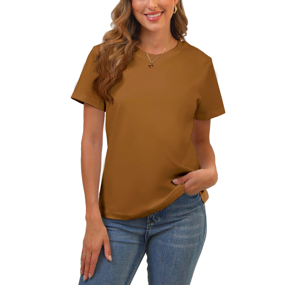 Cotton Basic T Shirts for Women,Crew Neck Short Sleeve Summer Shirts,Solid Loose Fit Tshirt, Plain Workout Tops, Undershirts
