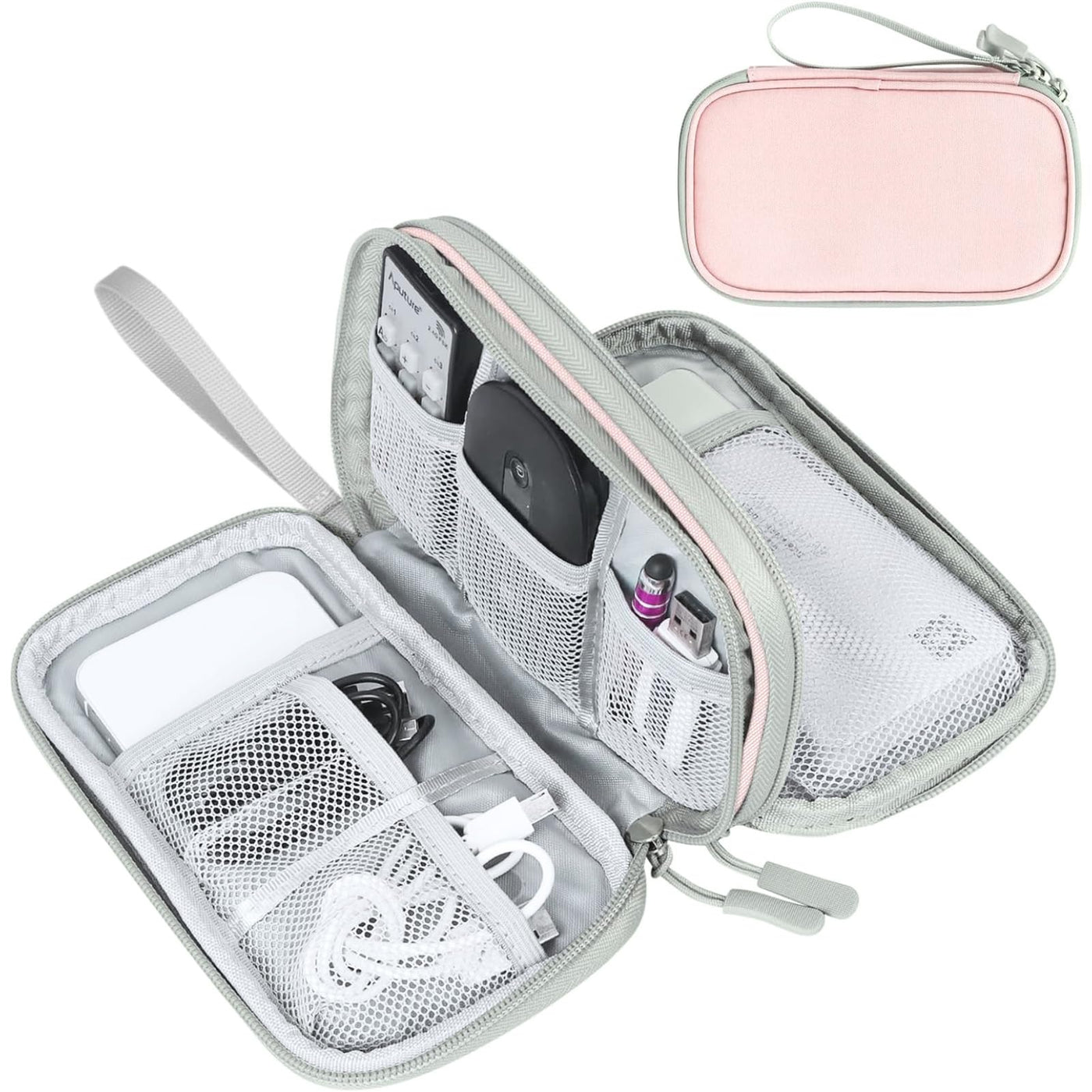 FYY Travel Cable Organizer Pouch Electronic Accessories Carry Case Portable Waterproof Double Layers All-in-One Storage Bag for Cord, Charger, Phone, Earphone Black