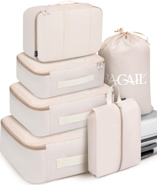 BAGAIL 8 Set Packing Cubes Luggage Packing Organizers for Travel Accessories-Cream