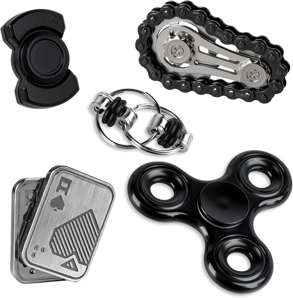 5 Pcs Fidget Toys Adults Metal Fidgets Toy Set Magnetic Spinners Figette Toys for Stress & Anxiety Relief, Office Desk Sensory Toys for Autism ADHD Cool Gadgets Gift for Teen Men Women