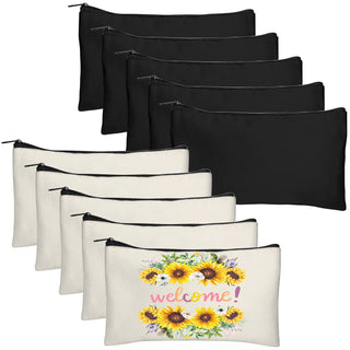 Legigo Blank Canvas Bag Zipper Pouch Makeup Bags Bulk - Multi-Purpose Canvas Pencil Pouch with Sturdy Zipper, Cosmetic Bag Travel Toiletry Bag for DIY Craft Projects, Storage (8.3 x 5 inches)