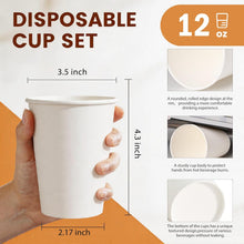 MOUMOULIFE 12 oz Disposable Paper Coffee Cups, 100 Count – Leak-Resistant White Cups for Hot & Cold Drinks, Ideal for Office, Party, Travel, To Go & Daily Use