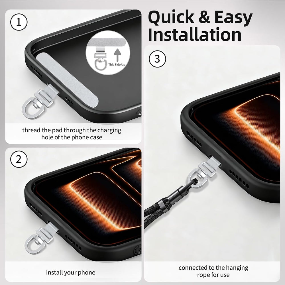 Yojaro 360° Rotating Stainless Steel Phone Tether Tab (3-Pack) - Universal for iPhone & Other Phones (Fits Wristbands/Necklaces/Crossbody Straps)