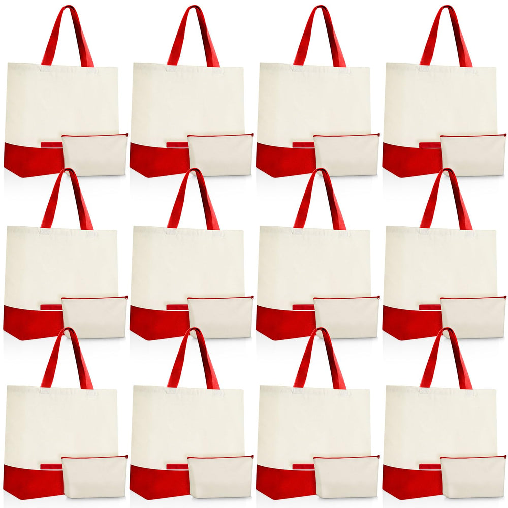 Sanwuta 24 Pcs Canvas Tote Bags Bulk 18.5" Cotton Cosmetic Bags Reusable Shopping Tote with Handles
