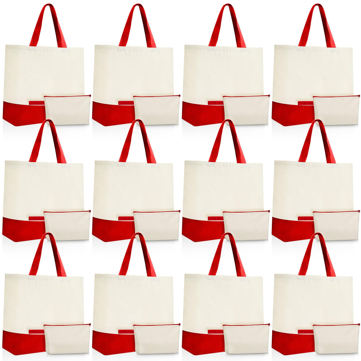 Sanwuta 24 Pcs Canvas Tote Bags Bulk 18.5" Cotton Cosmetic Bags Reusable Shopping Tote with Handles
