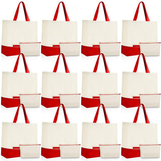 Sanwuta 24 Pcs Canvas Tote Bags Bulk 18.5" Cotton Cosmetic Bags Reusable Shopping Tote with Handles