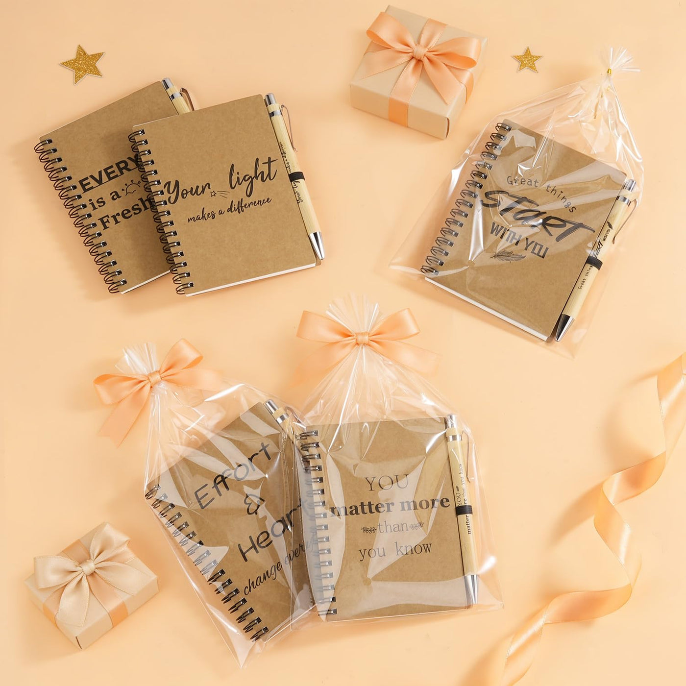 Dynta 16 Sets Employee Appreciation Gifts Bulk (20 Goodie Bags), Inspirational Notebooks, 4x5.5 Journals Bulk with Motivational Pens, Thank You Gifts for Coworkers Teachers Nurses Volunteers