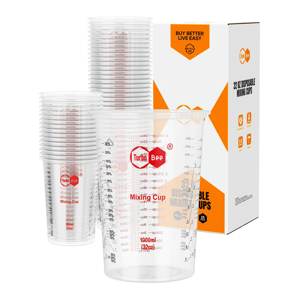 20oz Resin Mixing Cups - [Easy-Separate Design] 50 Pack Graduated PP Plastic Mixing Cups for Epoxy Resin, Paint & Automotive - Includes 50 Stir Sticks, Calibrated Ratios 2:1 3:1 4:1, ML & OZ