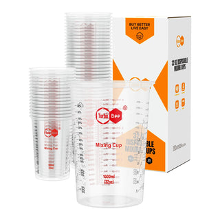 20oz Resin Mixing Cups - [Easy-Separate Design] 50 Pack Graduated PP Plastic Mixing Cups for Epoxy Resin, Paint & Automotive - Includes 50 Stir Sticks, Calibrated Ratios 2:1 3:1 4:1, ML & OZ