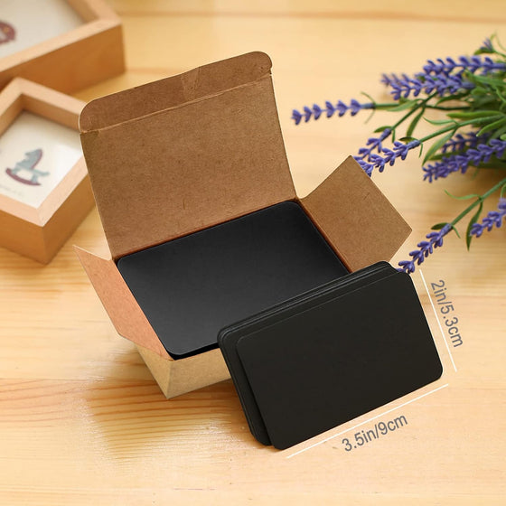 VANRA 300 Small Blank Cards 3.5x2 inches Color Cardstock Study Flash Cards Index Cards, Unruled with Rounded Corners (Black, 300/Pack) - hover image