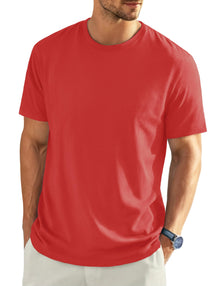 EKLENTSON Men's Cotton Crewneck T-Shirts Short Sleeve Plain Tee Moisture Wicking Casual Tshirts Solid Color