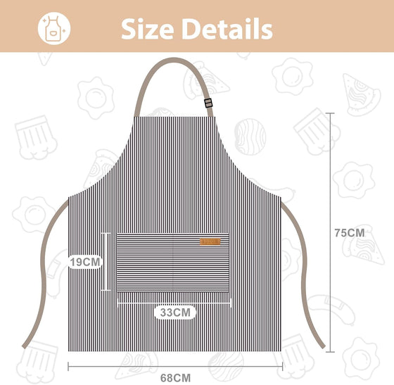 VALOME 2 Pack Kitchen Aprons, Apron for Cooking with 2 Pockets, Unisex Adjustable Neck Strap Chef Aprons for Men Women - hover image