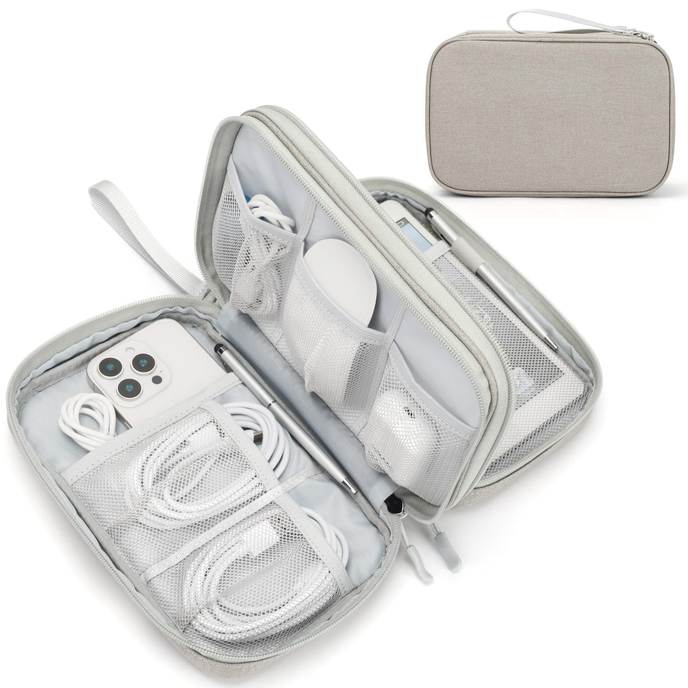 FYY Travel Cable Organizer Pouch Electronic Accessories Carry Case Portable Waterproof Double Layers All-in-One Storage Bag for Cord, Charger, Phone, Earphone Black