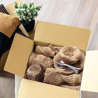 MAXECHO 50 Sheets Honeycomb Packing Paper Expanded Size 12" × 16" Unexpanded Size 14.5" × 11" Bubble Cushioning Wrap for Moving Shipping Products Gifts Wrapping Essentials Packaging Materials Supplies