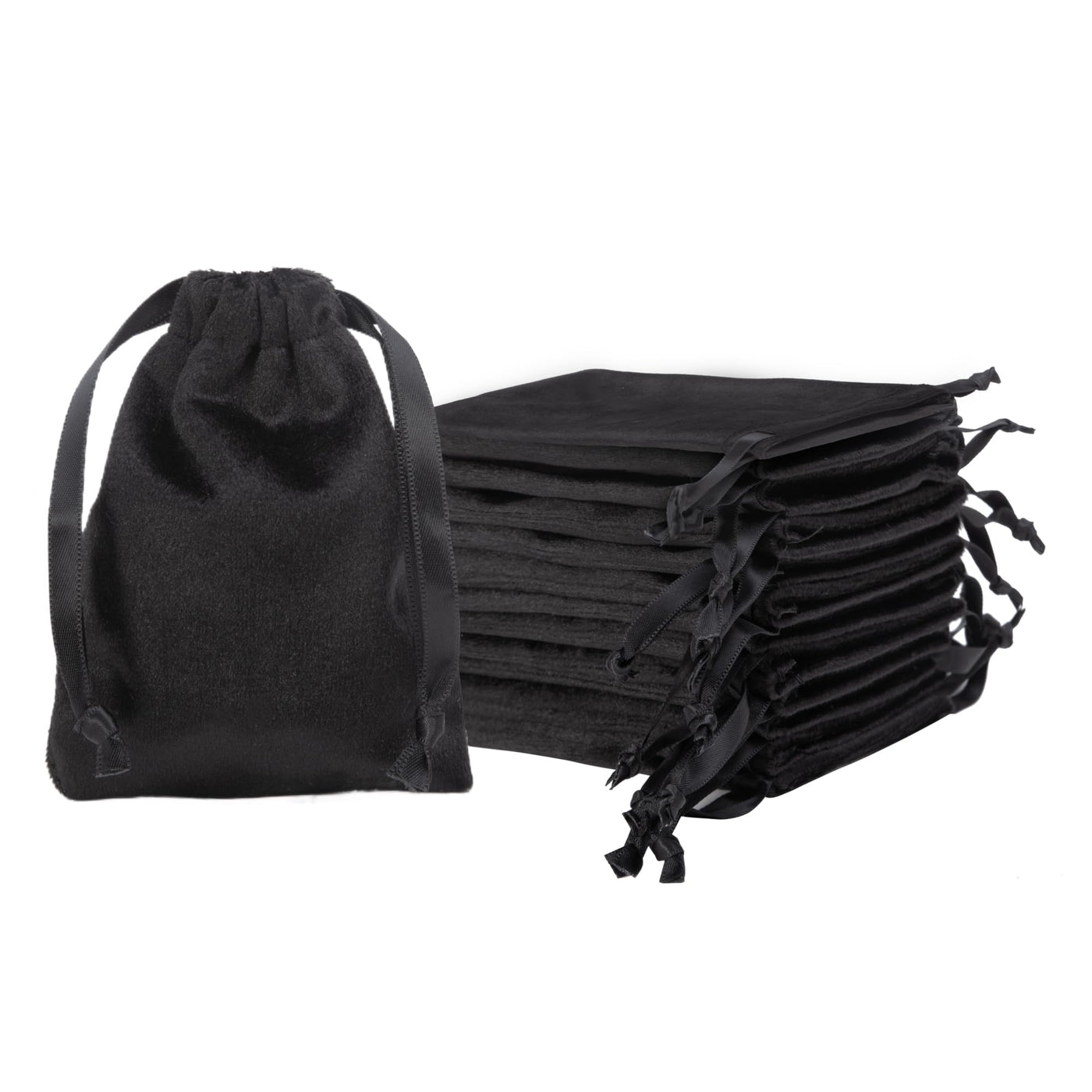 QIANF 12pcs Light Champagne Velvet Drawstring Bags 4x6 inches Glossy Small Velvet Cloth Gift Bags Jewelry Pouches for Storage Wedding Party Favor Christmas