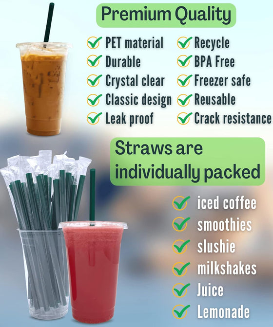Cappatua 20 oz Clear Plastic Cups with Lids and STRAWS, Disposable Drinking Cups for Cold Drinks, Iced Coffee, Milkshakes, Smoothies, 25 Sets - hover image
