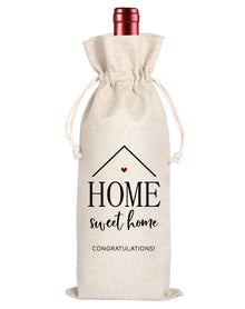 House Warming Gifts New Home Gifts,House Homeowner Gift,Realtor Gift to Clients,Sweet Home Congrats,Housewarming Party Decorations,Wine Gift Bags for Women Men Friends Homeowner (Beige-Home)